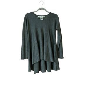 MAX Studio Soft scoop Neck Knit Tunic Top textured gray Long Sleeve Sz s wool